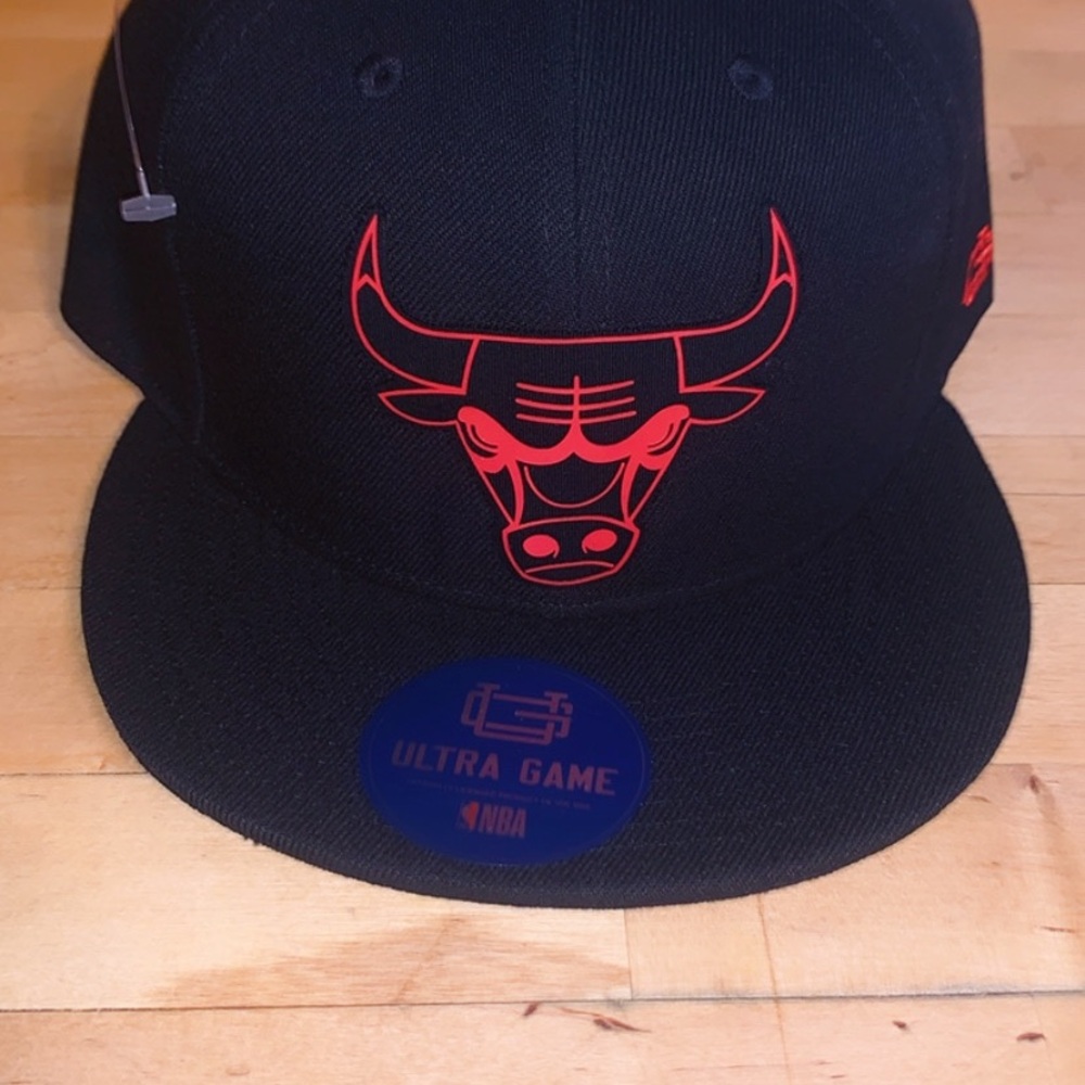Black and Red Matte Bulls SnapBack